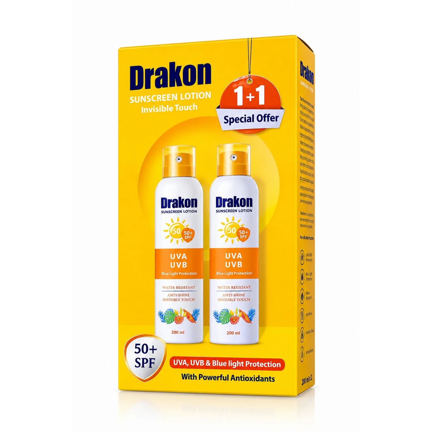 SPF 50 Sunscreen Lotion Spray – High Sun Protection Easy Application – 2-Piece Offer × 200 ml